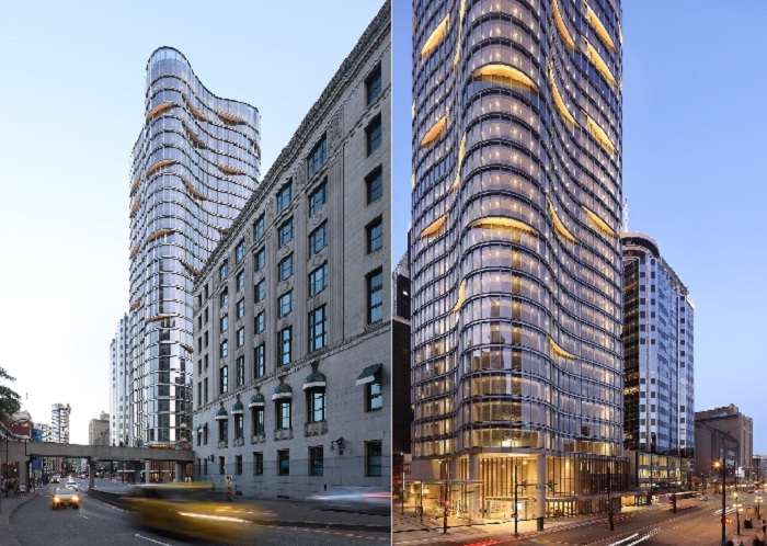 Башня 320 Granville обеспечивает современную эстетику, гибкость и удобства, сопровождающие жизнь и работу в вертикальной плоскости (Ванкувер, Канада).