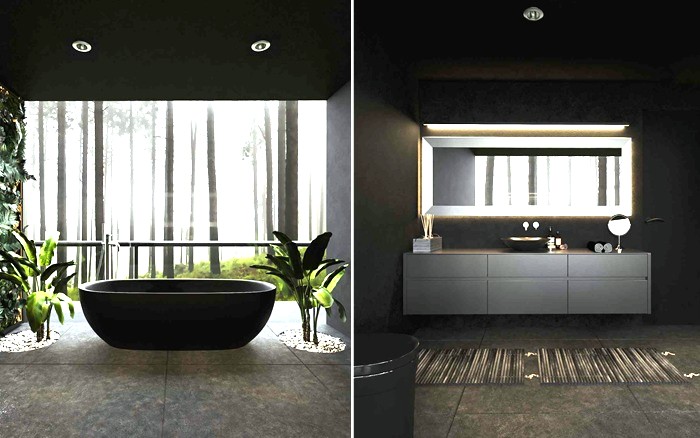 Интерьер ванной комнаты на нижнем уровне Twin Sisters house. Интерьер ванной комнаты на нижнем уровне Twin Sisters house.