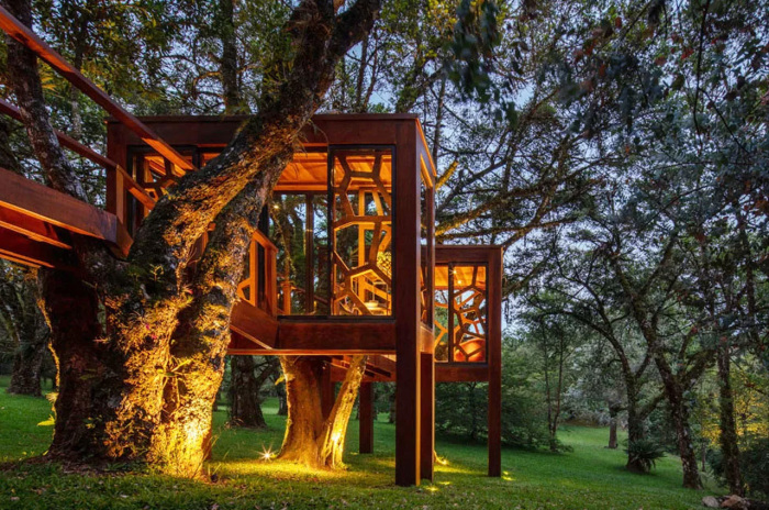 Дом на дереве от Studio MEMM сочетает в себе органические формы и эффектные скульптурные элементы (Монте-Верде, Бразилия). | Фото: nelsonkon.com.br.