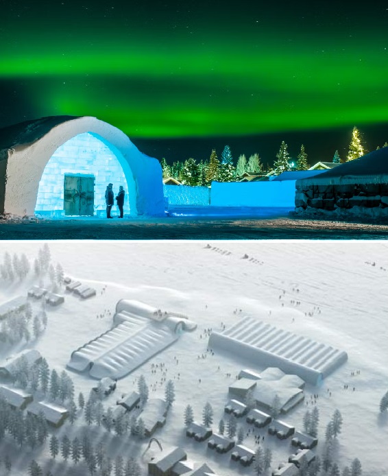В городе Юккасъярви впервые возникла концепция ледяных отельных номеров, которые ежегодно радуют уникальным дизайном (Ice Hotel, Швеция).