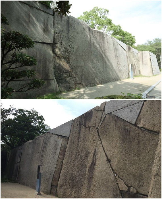 Крепостная стена, окружающая Осакский замок (Япония).