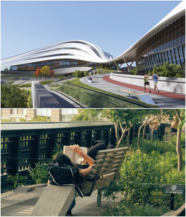 Озеленению прилегающей территории, террас, вестибюлей, общественных мест будет уделено особое внимание (концепт Jinghe New City).