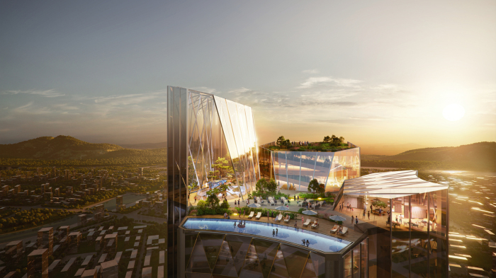 Крыша здания превратится в благоухающий сад со смотровой площадкой, рестораном, зонами отдыха у панорамного бассейна (концепт Nanjing Nexus). | Фото: skyscrapercity.com.