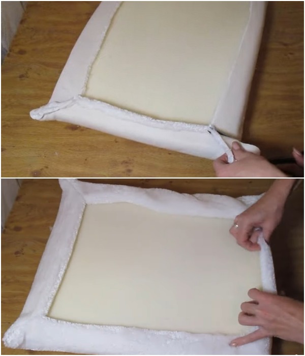 Процесс изготовления чехла на матрас.