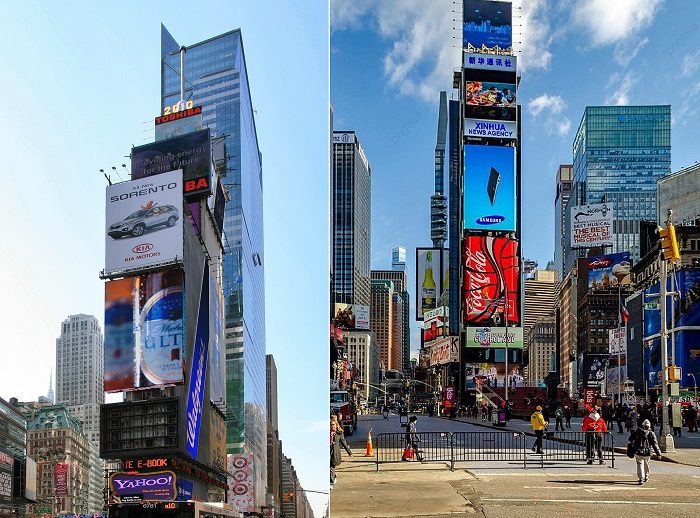 Небоскреб Нью-Йорк-Таймс-билдинг – самая прибыльная рекламная площадка в мире (Нью-Йорк, США).