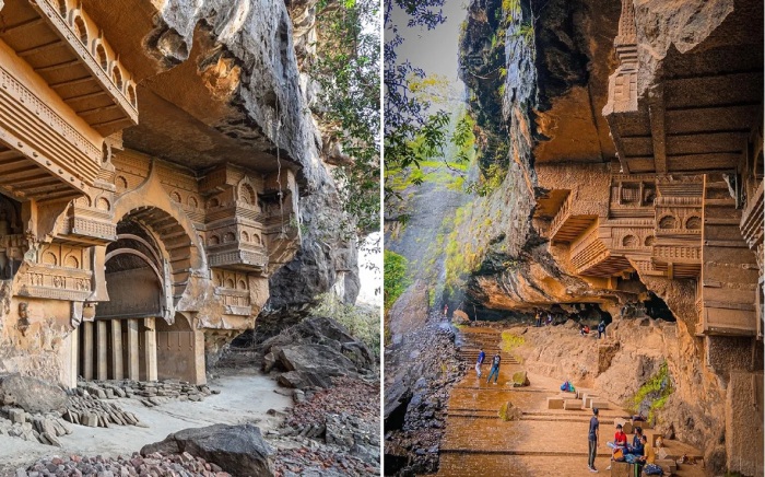 Каменный дизайн под дерево, «запеченный» при высокой температуре – самая загадочная головоломка от древних мастеров (The Kondana Caves, Индия).