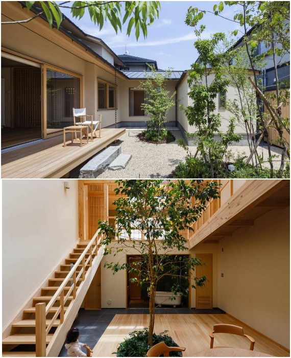 Внутренние дворы, даже если нет места для организации полноценного участка, являются ключевыми компонентами японского жилища. 