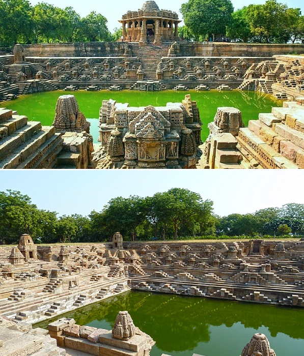 Ступенчатые колодцы – величественные храмы воды и впечатляющее архитектурное чудо Индии (Сурья-Кунд в Храме Солнца в Модхере).