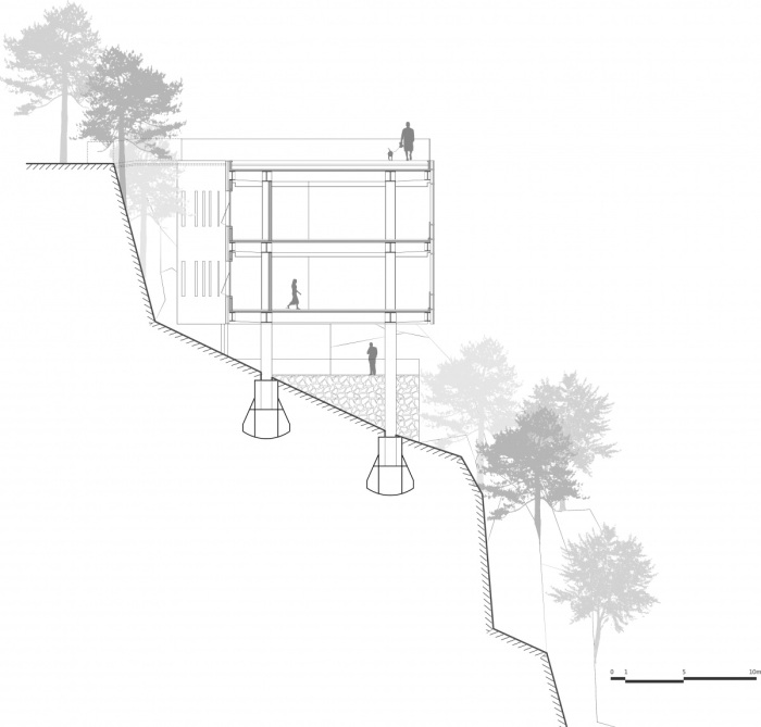 Архитектурная структура площадью более 800 квадратных метров заменила образовавшуюся пустоту в скале каньона (проект архстудии 3andwich Design). | Фото: re-thinkingthefuture.com.