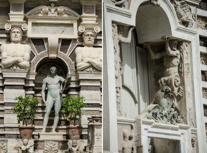 Статуи античных богов украшают не только фасады резиденции, но и фонтаны, и аллеи парка (Villa d’Este, Тиволи).