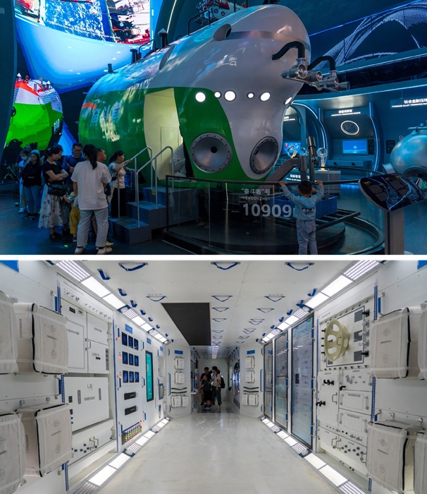 На пятом этаже можно посетить симуляторы подводного аппарата «Фэндуже» и космической капсулы (Шэньчжэньский музей науки и технологий). На пятом этаже можно посетить симуляторы подводного аппарата «Фэндуже» и космической капсулы (Шэньчжэньский музей науки и технологий).