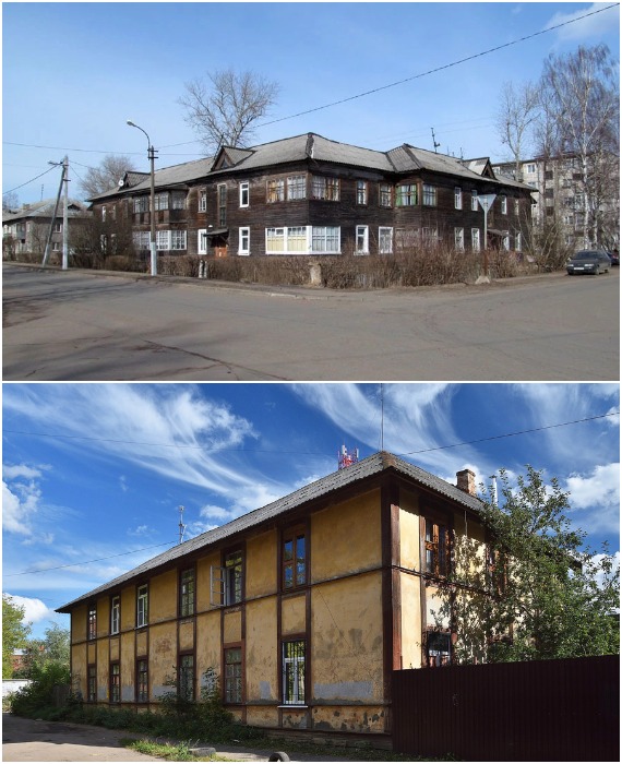 Деревянные дома, построенные в рабочих поселках при больших фабриках и заводах на просторах Советского Союза.