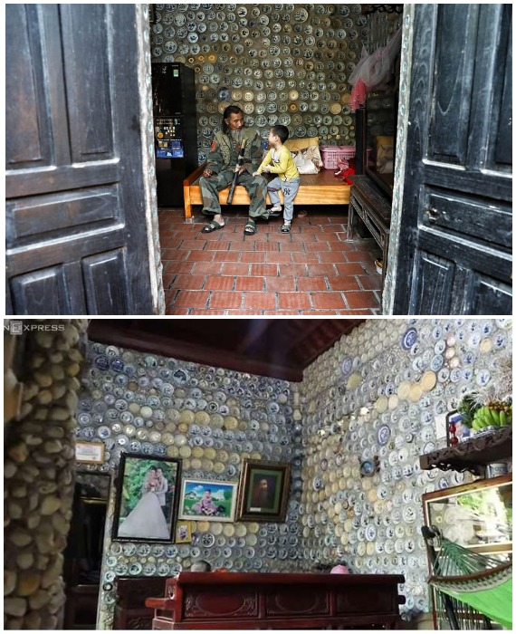 Увлеченный коллекционер решил антикварным фарфором украсить интерьер старого дома (Чау Хунг, Вьетнам).