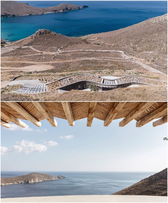 Из каждой спальни и гостиной открывается умопомрачительный вид на Эгейское море (Xerolithi House, Греция).