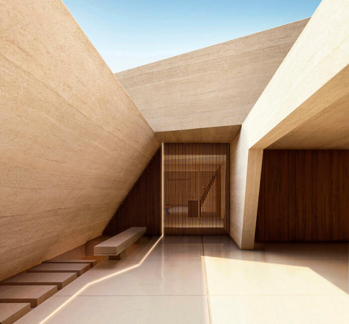 Основными отделочными материалами станут бетон и натуральное дерево (концепт Casa Katana). | Фото: archisearch.gr.