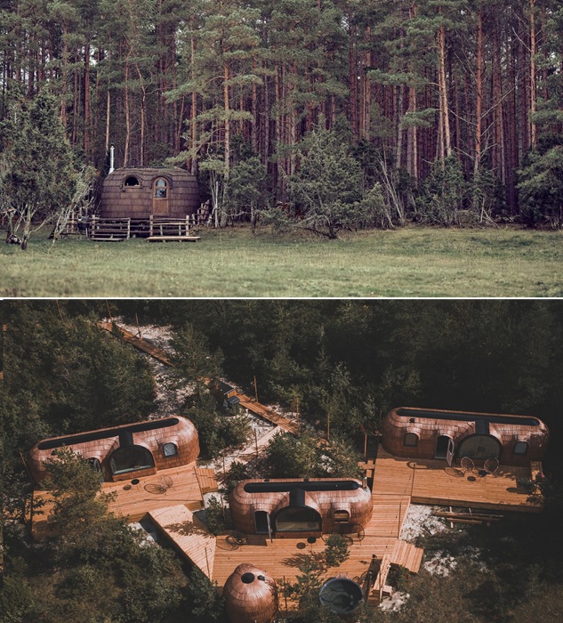 Арочные домики органично вписываются в живописный ландшафт. Арочные домики органично вписываются в живописный ландшафт.