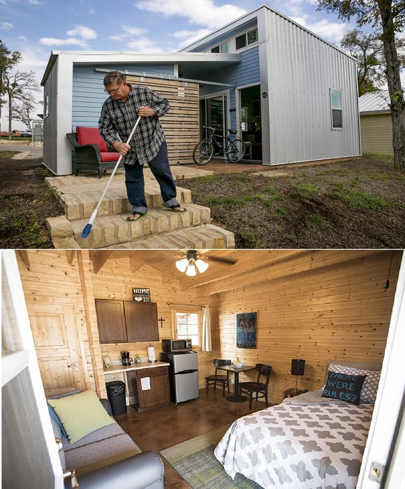 Каждый домовладелец самостоятельно ухаживает за своим жилищем и даже может менять дизайн интерьера (Community First Village, Остин).