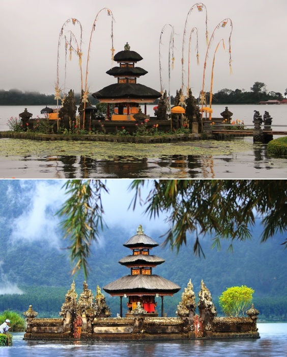 Трехъярусный храм Линга Пура является местом поклонения богу Шиве и Парвати (Pura Ulun Danu Beratan, о-в Бали).