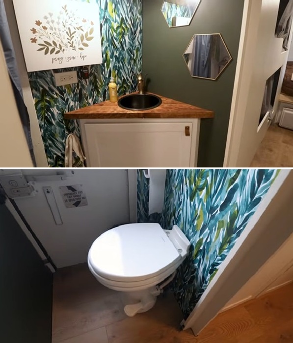 Санузел в переоборудованном автобусе. Санузел в переоборудованном автобусе.