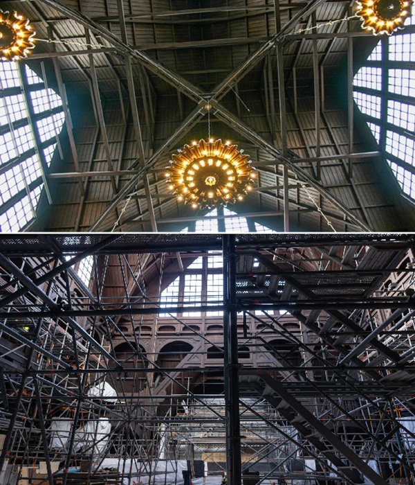 Внутри церкви установили подпорные конструкции. Внутри церкви установили подпорные конструкции.