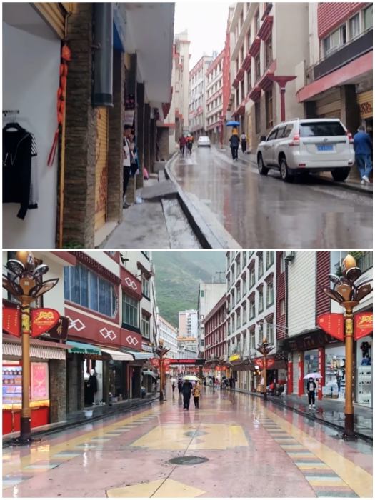 В городе узкие улочки и в большинстве случаев – пешеходные (Яньцзинь, Китай).