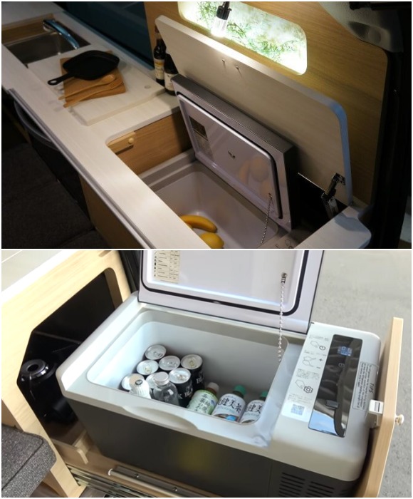В холодильник можно заглянуть как внутри фургона, так и на улице (Oka Comfort Cozy).