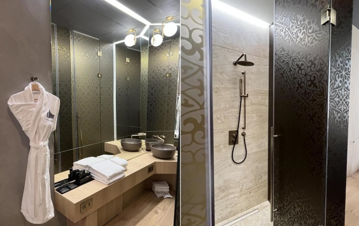 Пример оформления ванной комнаты в одном из 33 номеров бутика-отеля (The Veil Hotel Astana, Казахстан).