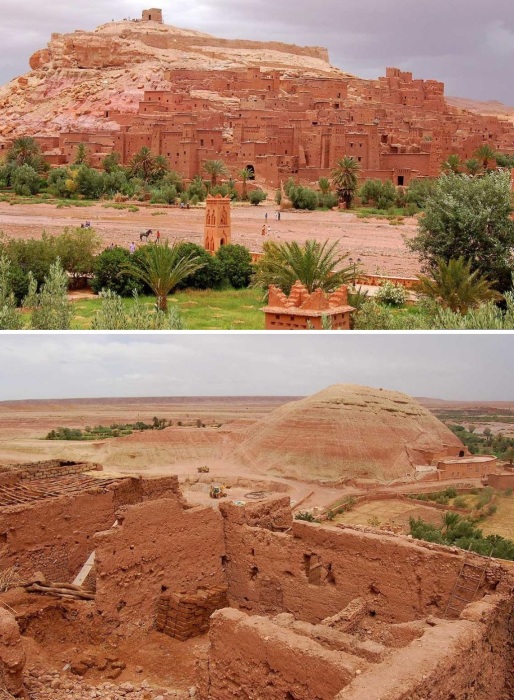 За пределами крепостных стен находился караван-сарай, общественный амбар, два кладбища и святилище (Ксар Айт-Бен-Хадду, Марокко). 