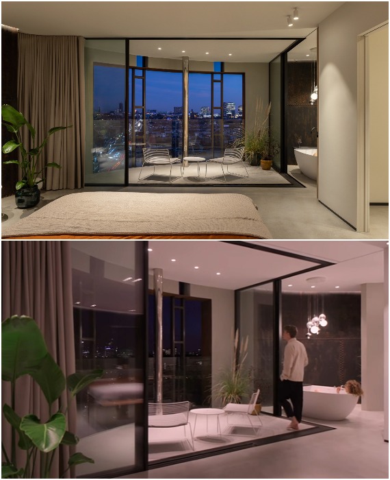Главная спальня порадует простором, стильным интерьером и восхитительными видами из окна (Amsterdamsestraatweg Water Tower, Утрехт).