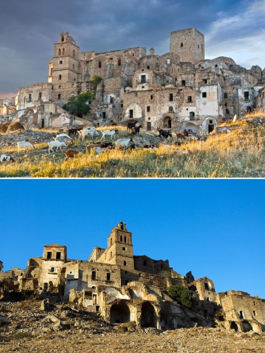 Руины замка, построенного во времена Римской империи (город-призрак Крако, Италия).