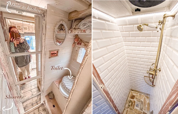 Душевая и туалет.