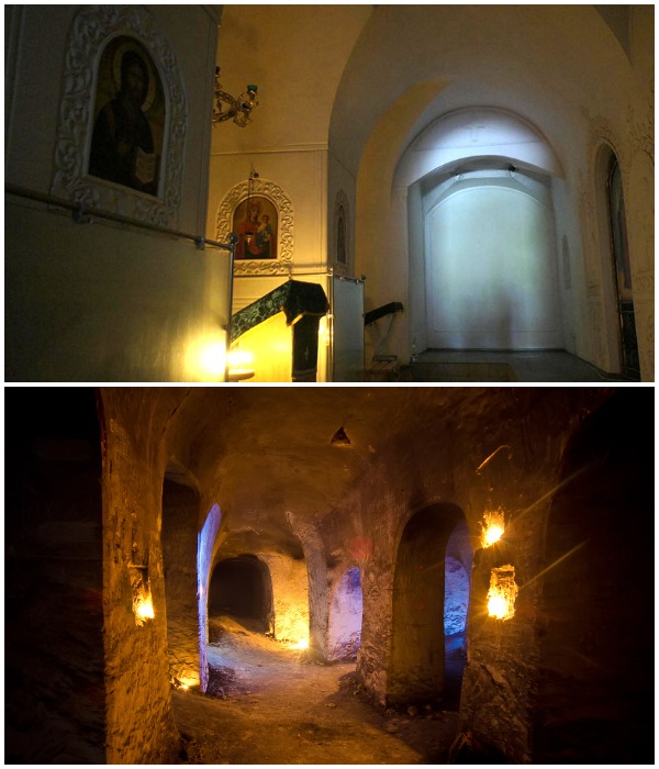 Залы в пещерных храмах постепенно восстанавливают (Дивногорье, Воронежская область).