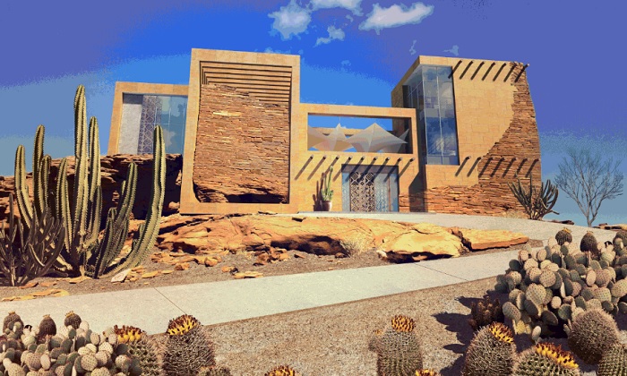 Даже минимальные остатки здания и бесплодная пустыня в умелых руках современных дизайнеров могут превратиться в роскошную усадьбу с благоухающим окружением (цифровая визуализация Wukoki Pueblo, США). | Фото: neomam.com.