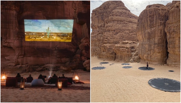 Гостям эко-курорта будут доступны виртуальные экскурсии и прыжки на батутах (Habitas AlUla, Саудовская Аравия).