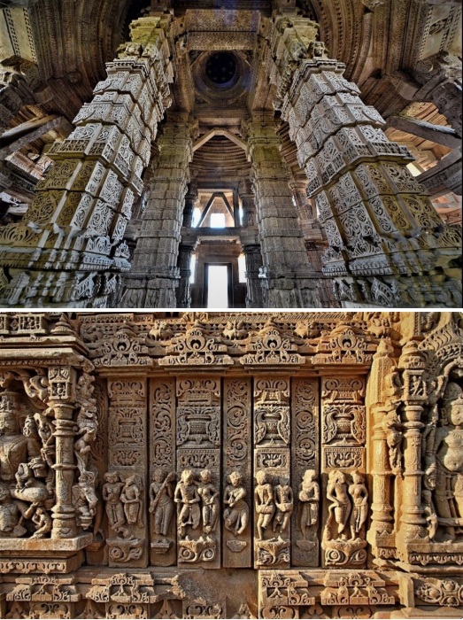Захватывающая красота резных элементов, повествующая об истории царства, сказочных приключениях героев и пристрастиях жителей (Sas Bahu Temple, Удайпур).