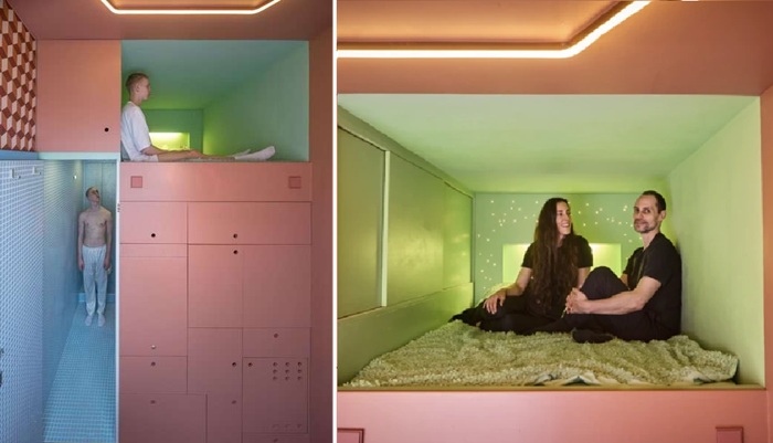 Дизайнеры обустроили мини-квартиру для себя и своих друзей (This Cabanon). Дизайнеры обустроили мини-квартиру для себя и своих друзей (This Cabanon).