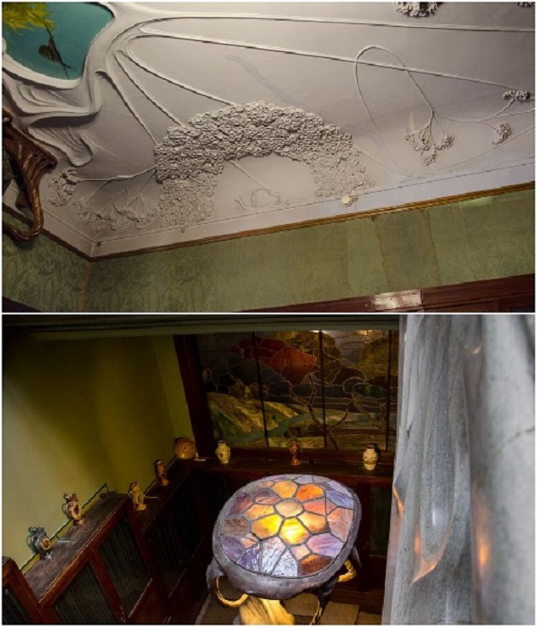 С помощью декоративных элементов удалось создать особенную атмосферу в каждом из помещений (особняк С. П. Рябушинского, Москва).