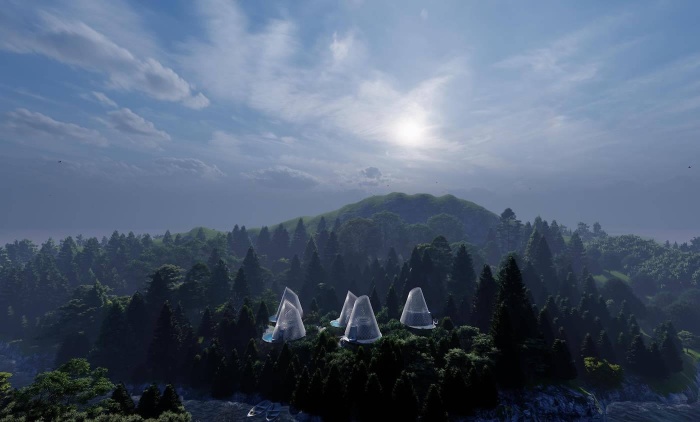 Новый туристический объект под названием Cocoon Villas станет эффектным украшением и без того завораживающей местности (концепт GAS Architectures). | Фото: yankodesign.com.