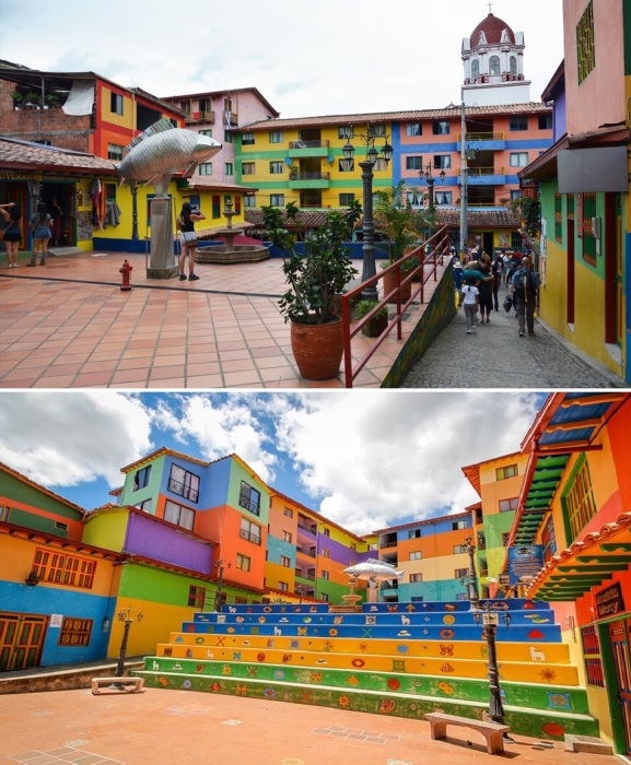 Не менее яркими оказались и новостройки с общественными местами (Guatape, Колумбия).
