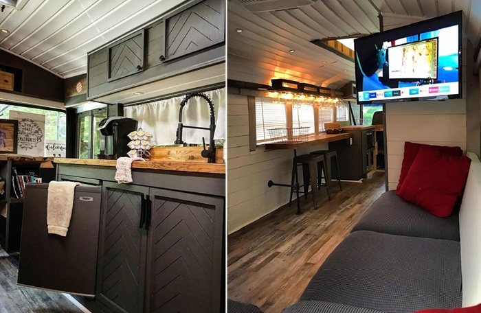 При обустройстве интерьера The Roamer использовалось вторсырье, бывшая в употреблении техника и мебель.