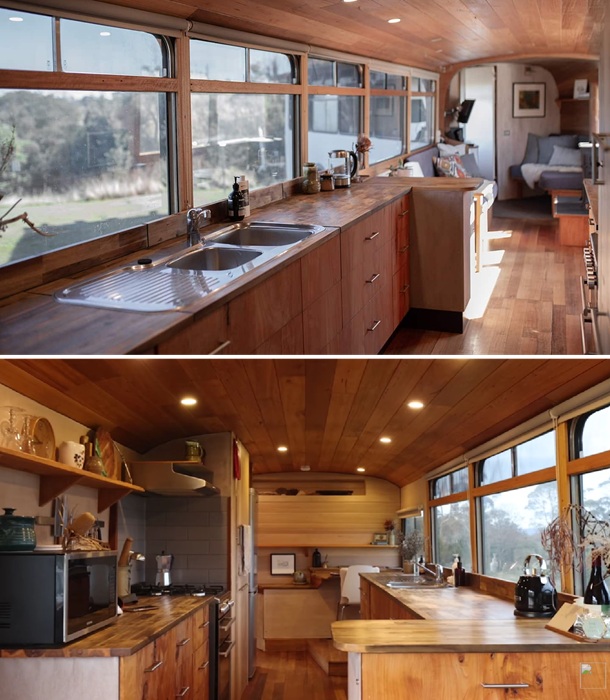 Просторная и прекрасно оборудованная кухня (The Bus Hideaway).