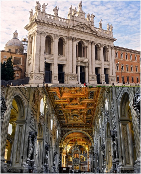 Собор Святого Иоанна Крестителя на Латеранском холме в Риме – папская архибазилика после трансформации приобрела барочные формы и убранство (Basilica di San-Giovanni in Laterano). 