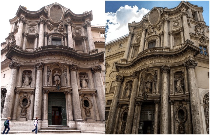 Часовня San Carlo Alle Quattro Fontane – прекрасный пример архитектуры в стиле барокко (Рим, Италия).