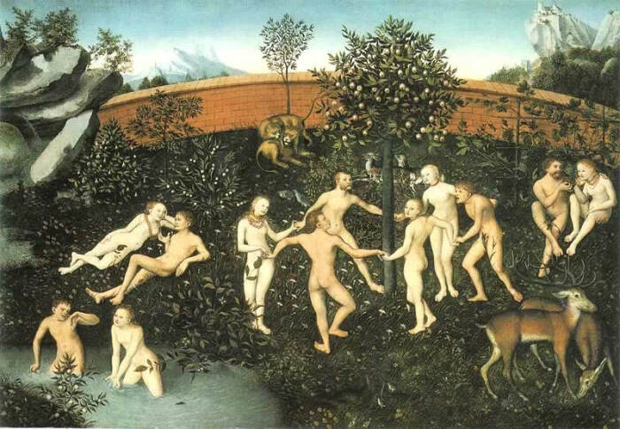 Изображение рая в работах средневековых художников (Lucac Cranach St., Złoty Wiek, 1530). | Фото: historiasztuki.com.pl.