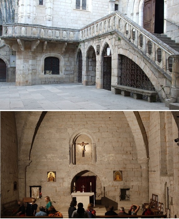 Склеп Амадура, где находятся останки нетленных мощей отшельника, ставшего впоследствии святым (Rocamadour, Франция).