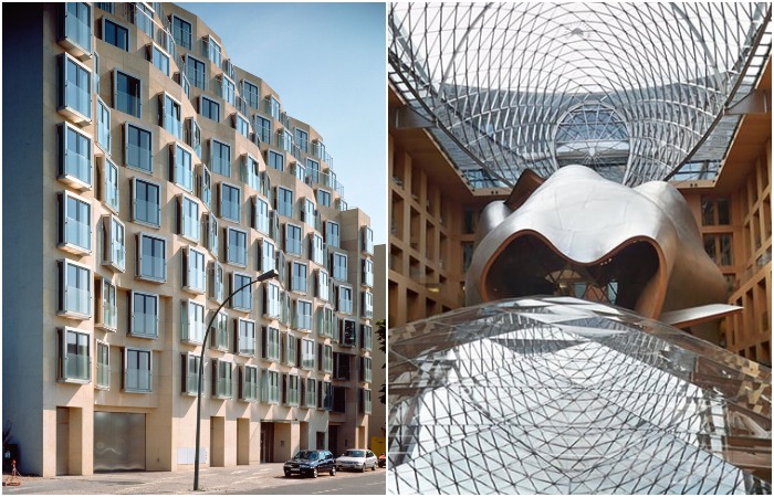 Несмотря на относительно скромный фасад филиала франкфуртского банка DZ Bank, конференц-зал воплотил все стремления Фрэнка Гери – создать уникальный шедевр архитектуры (Берлин, Германия).