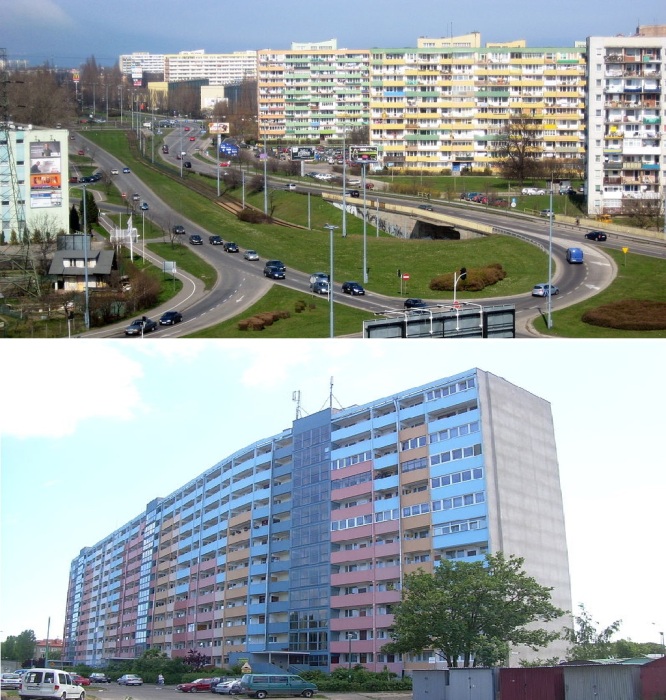 Всего на территории Гданьска построено 8 волнообразных жилых домов, длина которых варьируется от 200 до 860 метров (Польша).