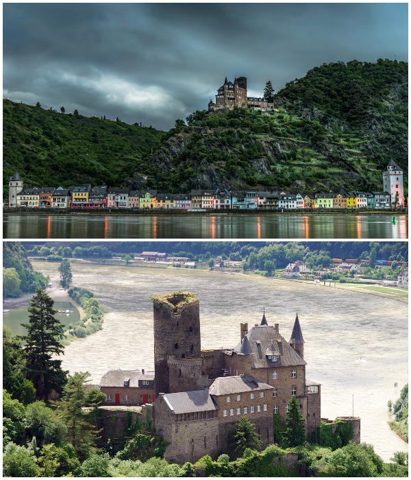 Katz Castle расположен на вершине выступающего холма, нависая над колоритным средневековым городком Санкт-Гоарсхаузен (Германия).