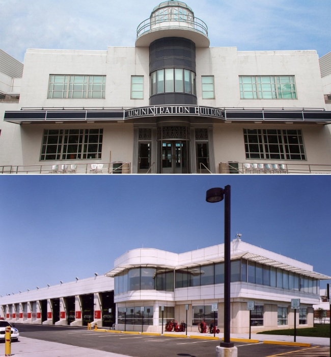 Старое здание международного аэропорта Newark до переезда и после него (штат Нью-Джерси, США). 