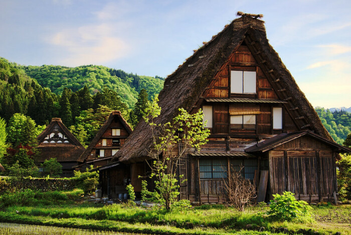 На структуру и дизайн сельских домов повлияли суровые условия жизни региона (Сиракава-го, Япония). | Фото: wallpapermemory.com.